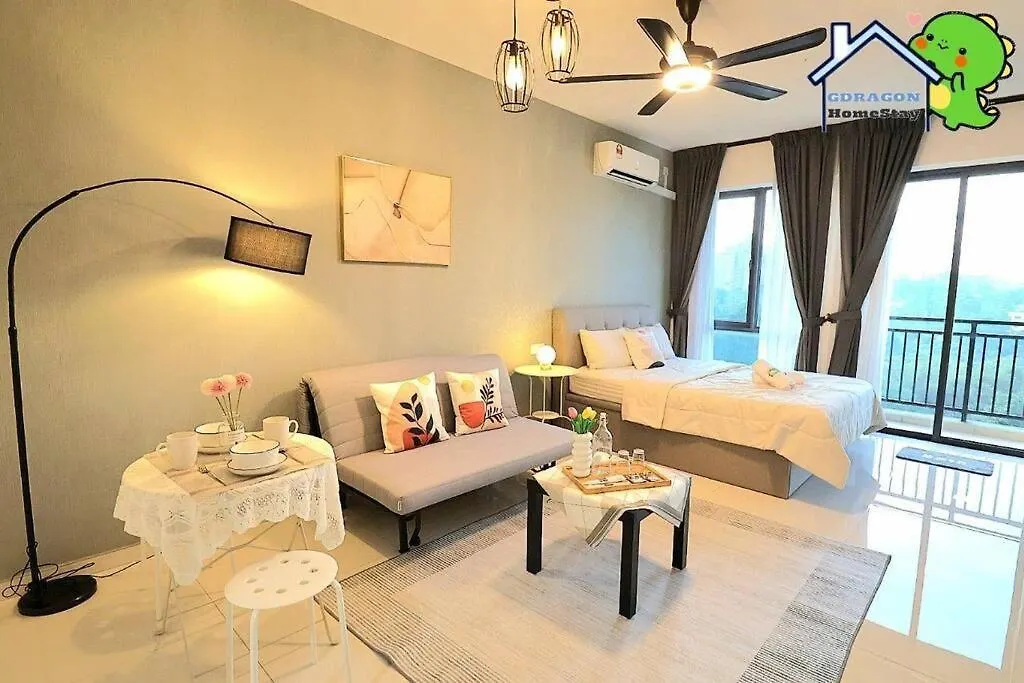 Central Park Lovely Cozy Studio Balcony By Gdragon Homestay Johor Bahru Appartamento
